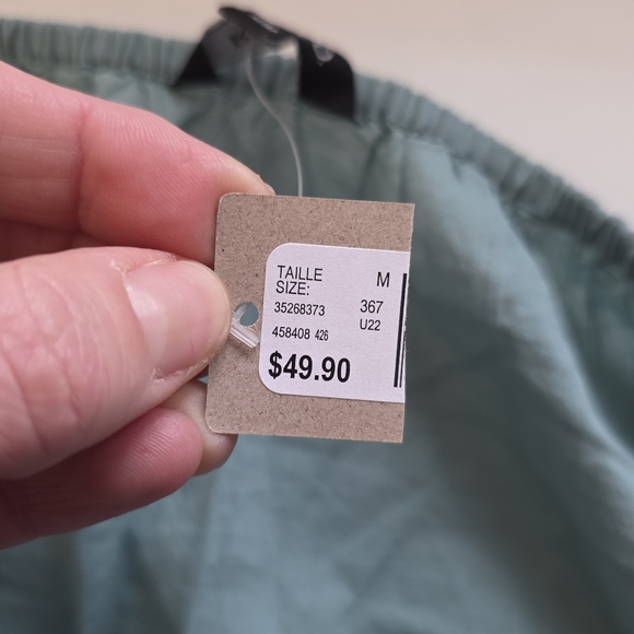 RW&CO Sage Green Cotton Eyelet Ruffle Sleeve Blouse Square Neck Top M - Picture 8 of 10